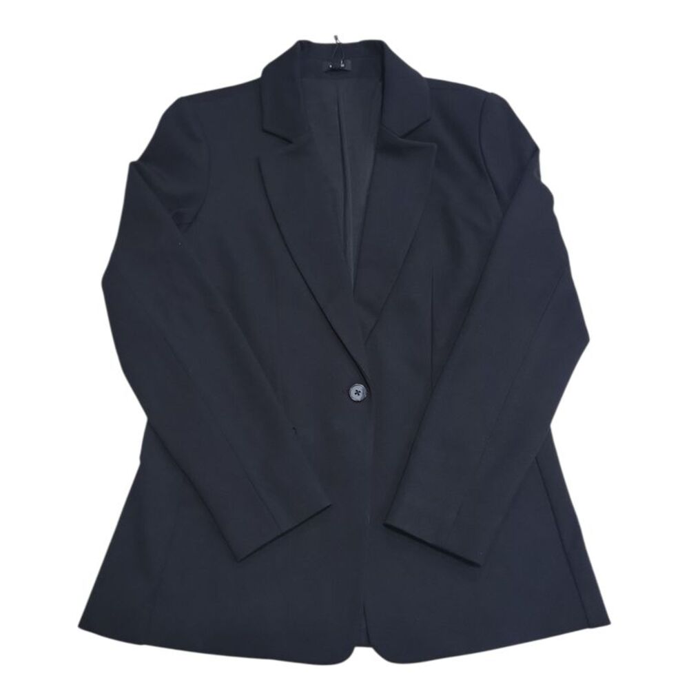 Express Women's Button Closure Lightweight Tailored Fit Ponte Blazer - Black - Picture 1 of 2